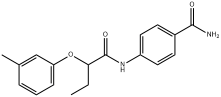 4-{[2-(3-methylphenoxy)butanoyl]amino}benzamide Struktur