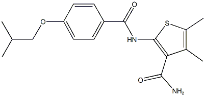 2-[(4-isobutoxybenzoyl)amino]-4,5-dimethyl-3-thiophenecarboxamide Struktur