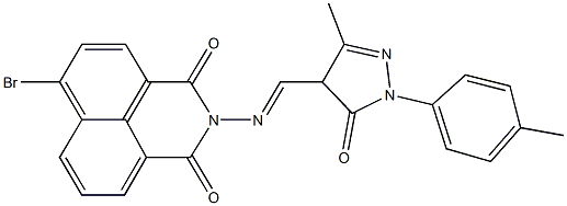 6-bromo-2-({[3-methyl-1-(4-methylphenyl)-5-oxo-4,5-dihydro-1H-pyrazol-4-yl]methylene}amino)-1H-benzo[de]isoquinoline-1,3(2H)-dione Struktur