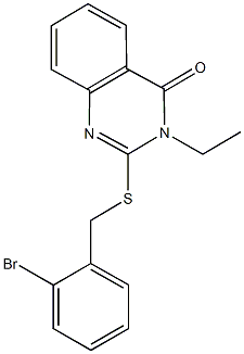 2-[(2-bromobenzyl)sulfanyl]-3-ethyl-4(3H)-quinazolinone Struktur