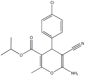 isopropyl 6-amino-4-(4-chlorophenyl)-5-cyano-2-methyl-4H-pyran-3-carboxylate Struktur