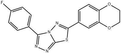 6-(2,3-dihydro-1,4-benzodioxin-6-yl)-3-(4-fluorophenyl)[1,2,4]triazolo[3,4-b][1,3,4]thiadiazole Struktur