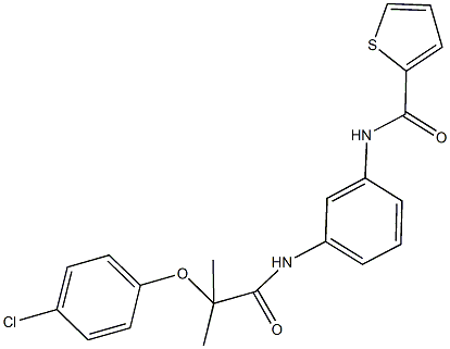 N-(3-{[2-(4-chlorophenoxy)-2-methylpropanoyl]amino}phenyl)-2-thiophenecarboxamide Struktur