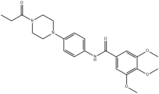 3,4,5-trimethoxy-N-[4-(4-propionyl-1-piperazinyl)phenyl]benzamide Struktur