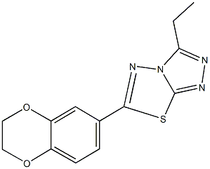 6-(2,3-dihydro-1,4-benzodioxin-6-yl)-3-ethyl[1,2,4]triazolo[3,4-b][1,3,4]thiadiazole Struktur