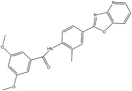 3,5-dimethoxy-N-(2-methyl-4-[1,3]oxazolo[4,5-b]pyridin-2-ylphenyl)benzamide Struktur