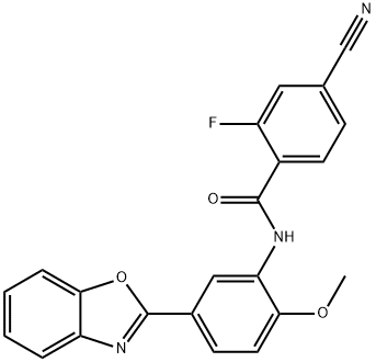 N-[5-(1,3-benzoxazol-2-yl)-2-methoxyphenyl]-4-cyano-2-fluorobenzamide Struktur