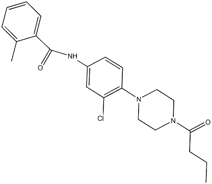 N-[4-(4-butyryl-1-piperazinyl)-3-chlorophenyl]-2-methylbenzamide Struktur