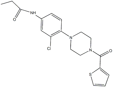 N-{3-chloro-4-[4-(2-thienylcarbonyl)-1-piperazinyl]phenyl}propanamide Struktur