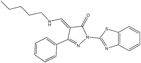 2-(1,3-benzothiazol-2-yl)-4-[(pentylamino)methylene]-5-phenyl-2,4-dihydro-3H-pyrazol-3-one Struktur