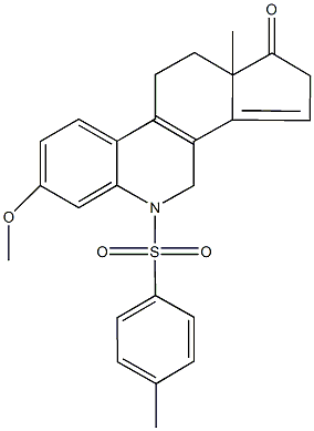 7-methoxy-11a-methyl-5-[(4-methylphenyl)sulfonyl]-2,4,5,10,11,11a-hexahydro-1H-cyclopenta[i]phenanthridin-1-one Struktur