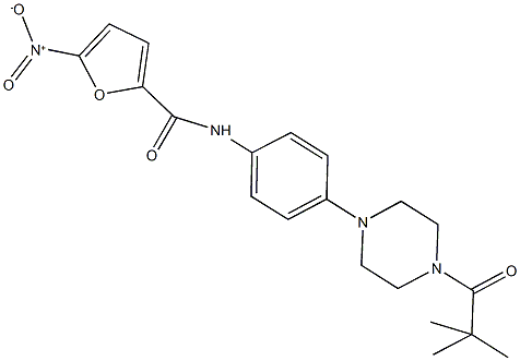 N-{4-[4-(2,2-dimethylpropanoyl)-1-piperazinyl]phenyl}-5-nitro-2-furamide Struktur