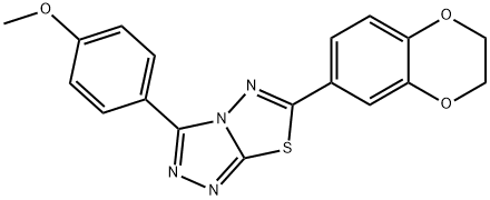 4-[6-(2,3-dihydro-1,4-benzodioxin-6-yl)[1,2,4]triazolo[3,4-b][1,3,4]thiadiazol-3-yl]phenyl methyl ether Struktur