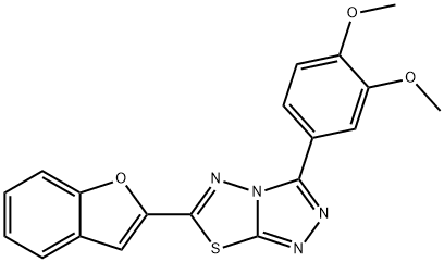 6-(1-benzofuran-2-yl)-3-(3,4-dimethoxyphenyl)[1,2,4]triazolo[3,4-b][1,3,4]thiadiazole Struktur