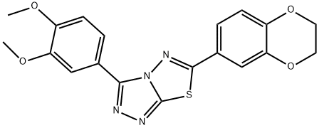 6-(2,3-dihydro-1,4-benzodioxin-6-yl)-3-(3,4-dimethoxyphenyl)[1,2,4]triazolo[3,4-b][1,3,4]thiadiazole Struktur