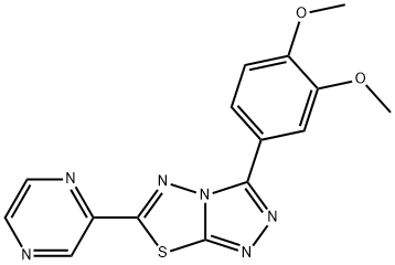 3-(3,4-dimethoxyphenyl)-6-(2-pyrazinyl)[1,2,4]triazolo[3,4-b][1,3,4]thiadiazole Struktur