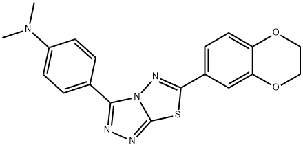 N-{4-[6-(2,3-dihydro-1,4-benzodioxin-6-yl)[1,2,4]triazolo[3,4-b][1,3,4]thiadiazol-3-yl]phenyl}-N,N-dimethylamine Struktur