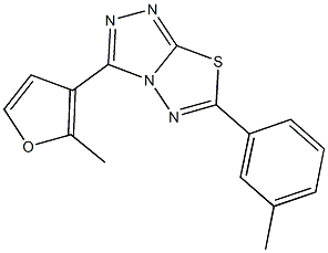 3-(2-methyl-3-furyl)-6-(3-methylphenyl)[1,2,4]triazolo[3,4-b][1,3,4]thiadiazole Struktur