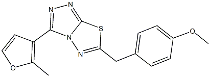 methyl 4-{[3-(2-methyl-3-furyl)[1,2,4]triazolo[3,4-b][1,3,4]thiadiazol-6-yl]methyl}phenyl ether Struktur