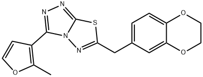 6-(2,3-dihydro-1,4-benzodioxin-6-ylmethyl)-3-(2-methyl-3-furyl)[1,2,4]triazolo[3,4-b][1,3,4]thiadiazole Struktur