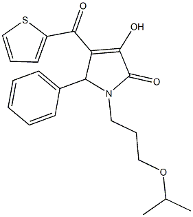 3-hydroxy-1-(3-isopropoxypropyl)-5-phenyl-4-(2-thienylcarbonyl)-1,5-dihydro-2H-pyrrol-2-one Struktur