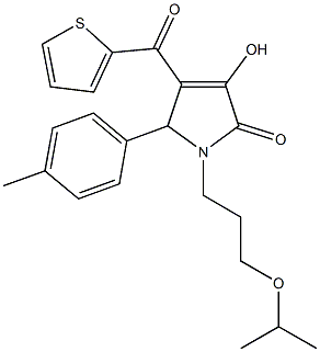 3-hydroxy-1-(3-isopropoxypropyl)-5-(4-methylphenyl)-4-(2-thienylcarbonyl)-1,5-dihydro-2H-pyrrol-2-one Struktur