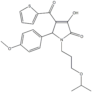 3-hydroxy-1-(3-isopropoxypropyl)-5-(4-methoxyphenyl)-4-(2-thienylcarbonyl)-1,5-dihydro-2H-pyrrol-2-one Struktur