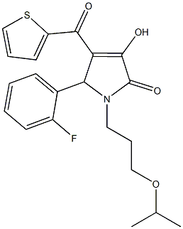 5-(2-fluorophenyl)-3-hydroxy-1-(3-isopropoxypropyl)-4-(2-thienylcarbonyl)-1,5-dihydro-2H-pyrrol-2-one Struktur