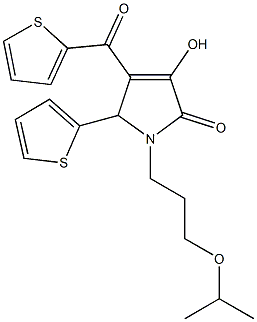 3-hydroxy-1-(3-isopropoxypropyl)-5-(2-thienyl)-4-(2-thienylcarbonyl)-1,5-dihydro-2H-pyrrol-2-one Struktur