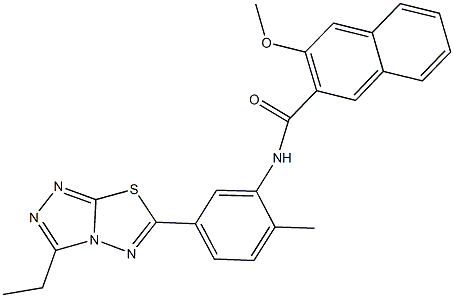 N-[5-(3-ethyl[1,2,4]triazolo[3,4-b][1,3,4]thiadiazol-6-yl)-2-methylphenyl]-3-methoxy-2-naphthamide Struktur