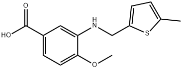 4-methoxy-3-{[(5-methyl-2-thienyl)methyl]amino}benzoic acid Struktur