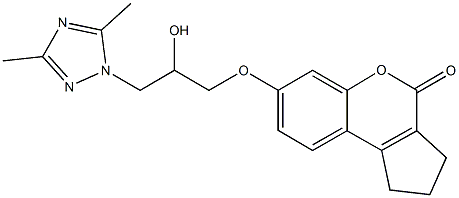 7-[3-(3,5-dimethyl-1H-1,2,4-triazol-1-yl)-2-hydroxypropoxy]-2,3-dihydrocyclopenta[c]chromen-4(1H)-one Struktur