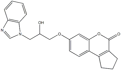 7-[3-(1H-benzimidazol-1-yl)-2-hydroxypropoxy]-2,3-dihydrocyclopenta[c]chromen-4(1H)-one Struktur