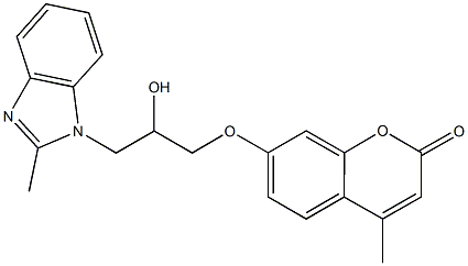 7-[2-hydroxy-3-(2-methyl-1H-benzimidazol-1-yl)propoxy]-4-methyl-2H-chromen-2-one Struktur