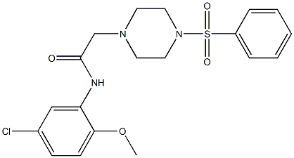 N-(5-chloro-2-methoxyphenyl)-2-[4-(phenylsulfonyl)-1-piperazinyl]acetamide Struktur