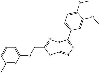 3-(3,4-dimethoxyphenyl)-6-[(3-methylphenoxy)methyl][1,2,4]triazolo[3,4-b][1,3,4]thiadiazole Struktur