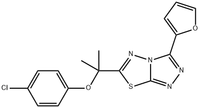 4-chlorophenyl 1-[3-(2-furyl)[1,2,4]triazolo[3,4-b][1,3,4]thiadiazol-6-yl]-1-methylethyl ether Struktur