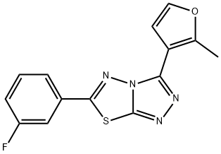 6-(3-fluorophenyl)-3-(2-methyl-3-furyl)[1,2,4]triazolo[3,4-b][1,3,4]thiadiazole Struktur