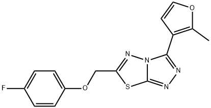 6-[(4-fluorophenoxy)methyl]-3-(2-methyl-3-furyl)[1,2,4]triazolo[3,4-b][1,3,4]thiadiazole Struktur