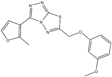 6-[(3-methoxyphenoxy)methyl]-3-(2-methyl-3-furyl)[1,2,4]triazolo[3,4-b][1,3,4]thiadiazole Struktur