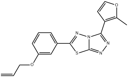 allyl 3-[3-(2-methyl-3-furyl)[1,2,4]triazolo[3,4-b][1,3,4]thiadiazol-6-yl]phenyl ether Struktur