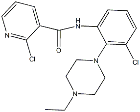 2-chloro-N-[3-chloro-2-(4-ethyl-1-piperazinyl)phenyl]nicotinamide Struktur