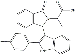 2-{1-[2-(4-methylphenyl)-1H-indol-3-yl]-3-oxo-1,3-dihydro-2H-isoindol-2-yl}propanoic acid Struktur