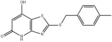 7-hydroxy-2-[(4-methylbenzyl)sulfanyl][1,3]thiazolo[4,5-b]pyridin-5(4H)-one Struktur