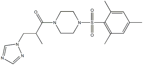 1-(mesitylsulfonyl)-4-[2-methyl-3-(1H-1,2,4-triazol-1-yl)propanoyl]piperazine Struktur