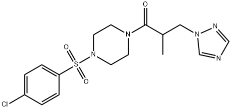 1-[(4-chlorophenyl)sulfonyl]-4-[2-methyl-3-(1H-1,2,4-triazol-1-yl)propanoyl]piperazine Struktur