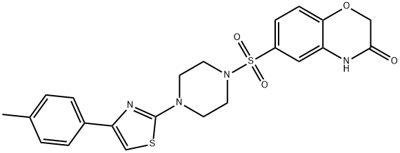 6-({4-[4-(4-methylphenyl)-1,3-thiazol-2-yl]-1-piperazinyl}sulfonyl)-2H-1,4-benzoxazin-3(4H)-one Struktur