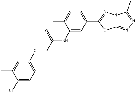 2-(4-chloro-3-methylphenoxy)-N-[2-methyl-5-(3-methyl[1,2,4]triazolo[3,4-b][1,3,4]thiadiazol-6-yl)phenyl]acetamide Struktur