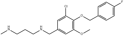 N-{3-chloro-4-[(4-fluorobenzyl)oxy]-5-methoxybenzyl}-N-[3-(methylamino)propyl]amine Struktur