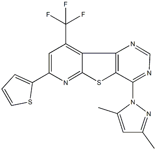 4-(3,5-dimethyl-1H-pyrazol-1-yl)-7-(2-thienyl)-9-(trifluoromethyl)pyrido[3',2':4,5]thieno[3,2-d]pyrimidine Struktur